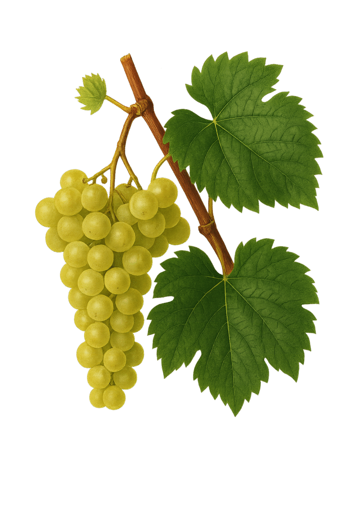 illustration of harslevelu grape, native hungarian wine grape