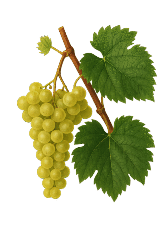 illustration of harslevelu grape, native hungarian wine grape