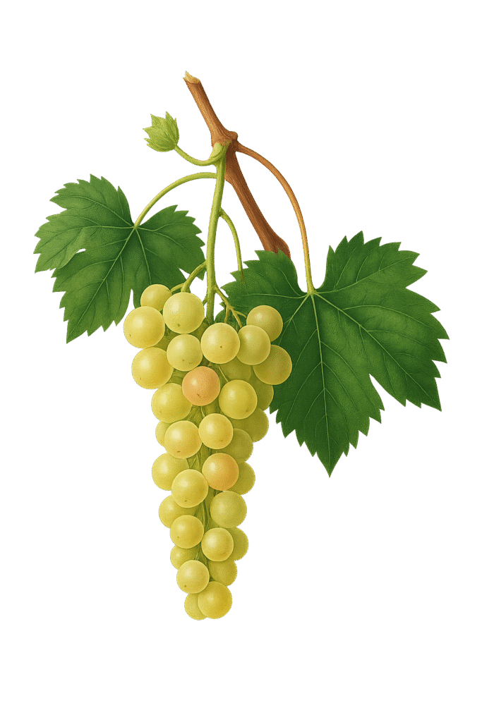 illustration on juhfark grape, native hungarian wine grape