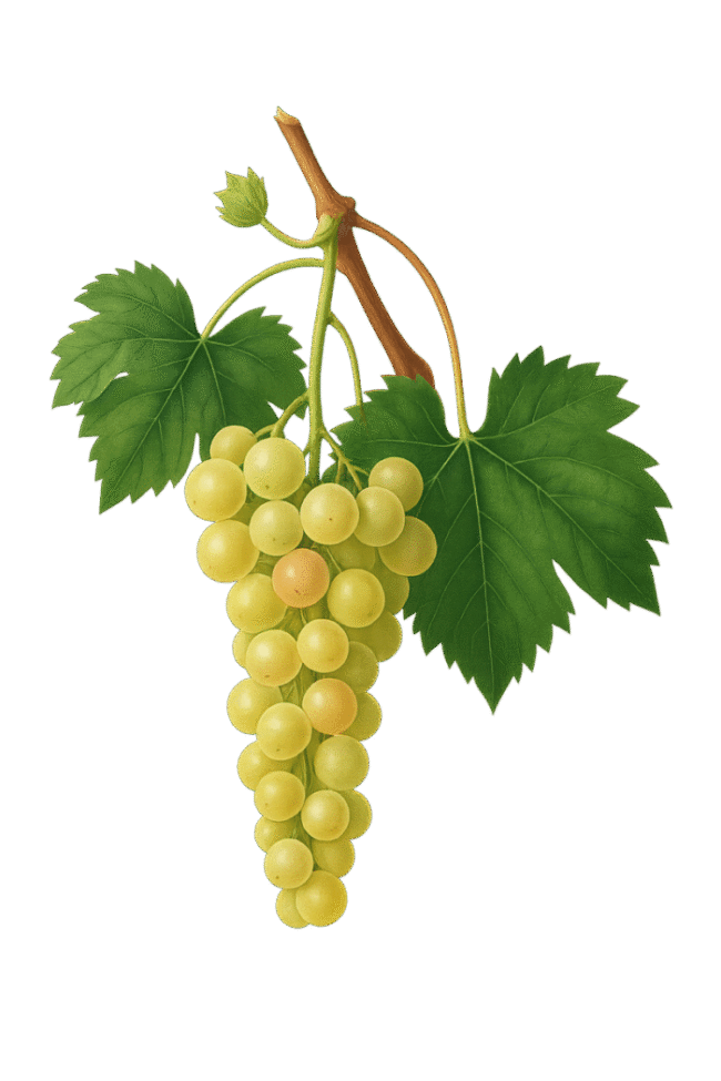 illustration on juhfark grape, native hungarian wine grape