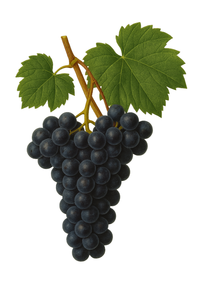 illutration of kekfrankos grape, native hungarian wine grape