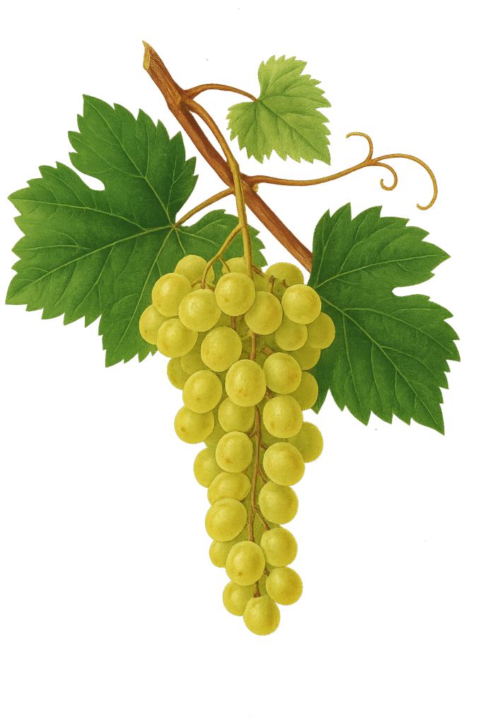 illustration of keknyelu grape, native hungarian wine grape
